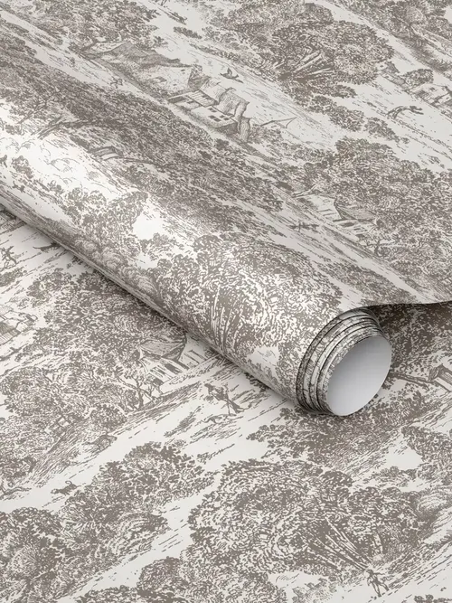 Toile Stone Gray Peel and Stick Wallpaper