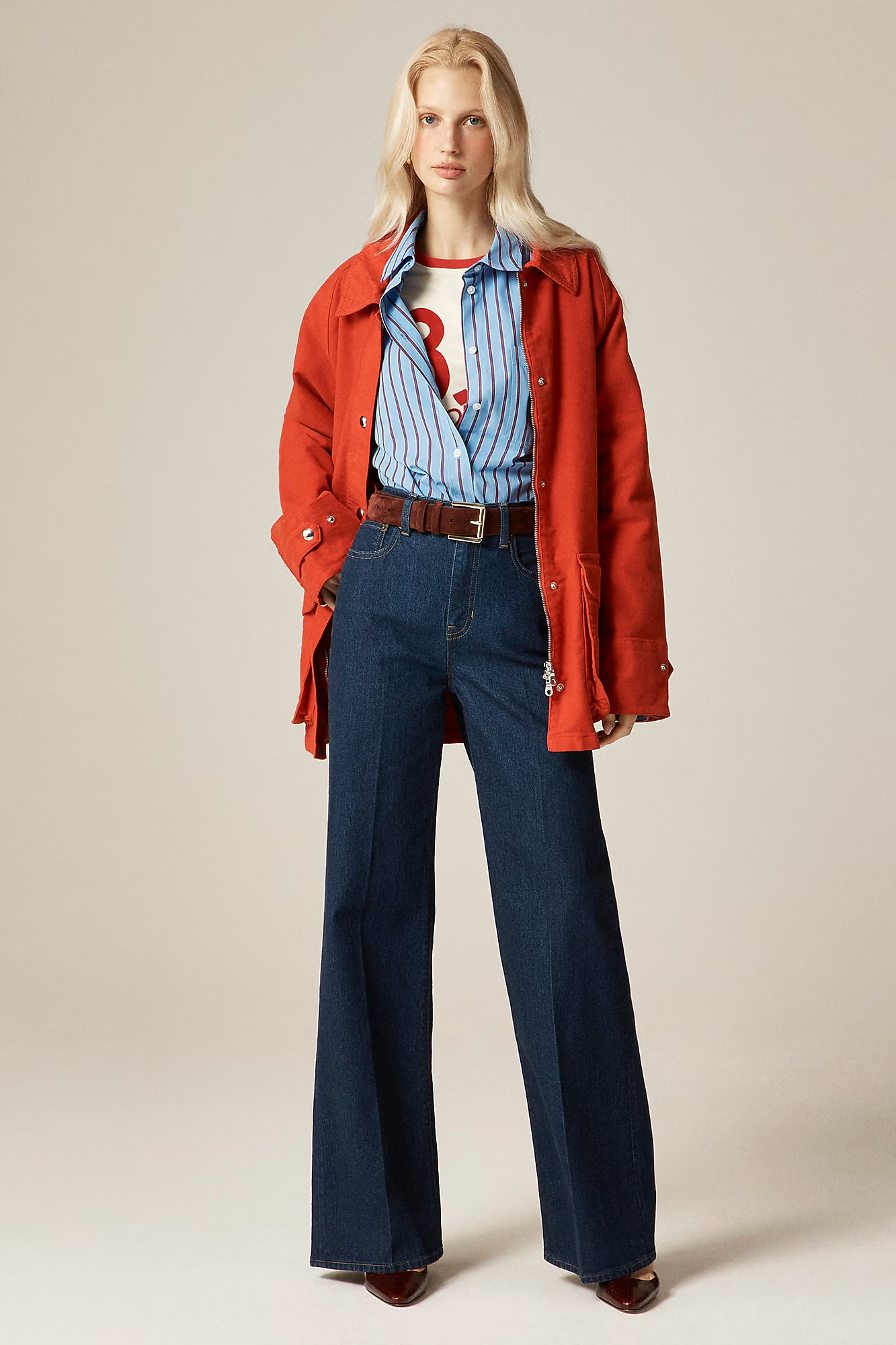 J.Crew, Denim Trouser Jean With Velvet Stripe