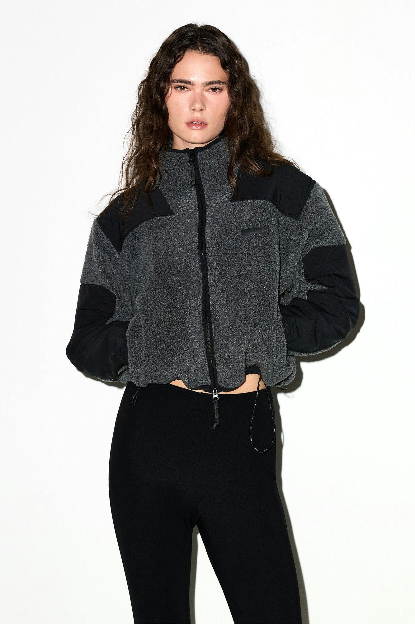 Teddy Boxy Zip Up Jacket | Ash | Xxs