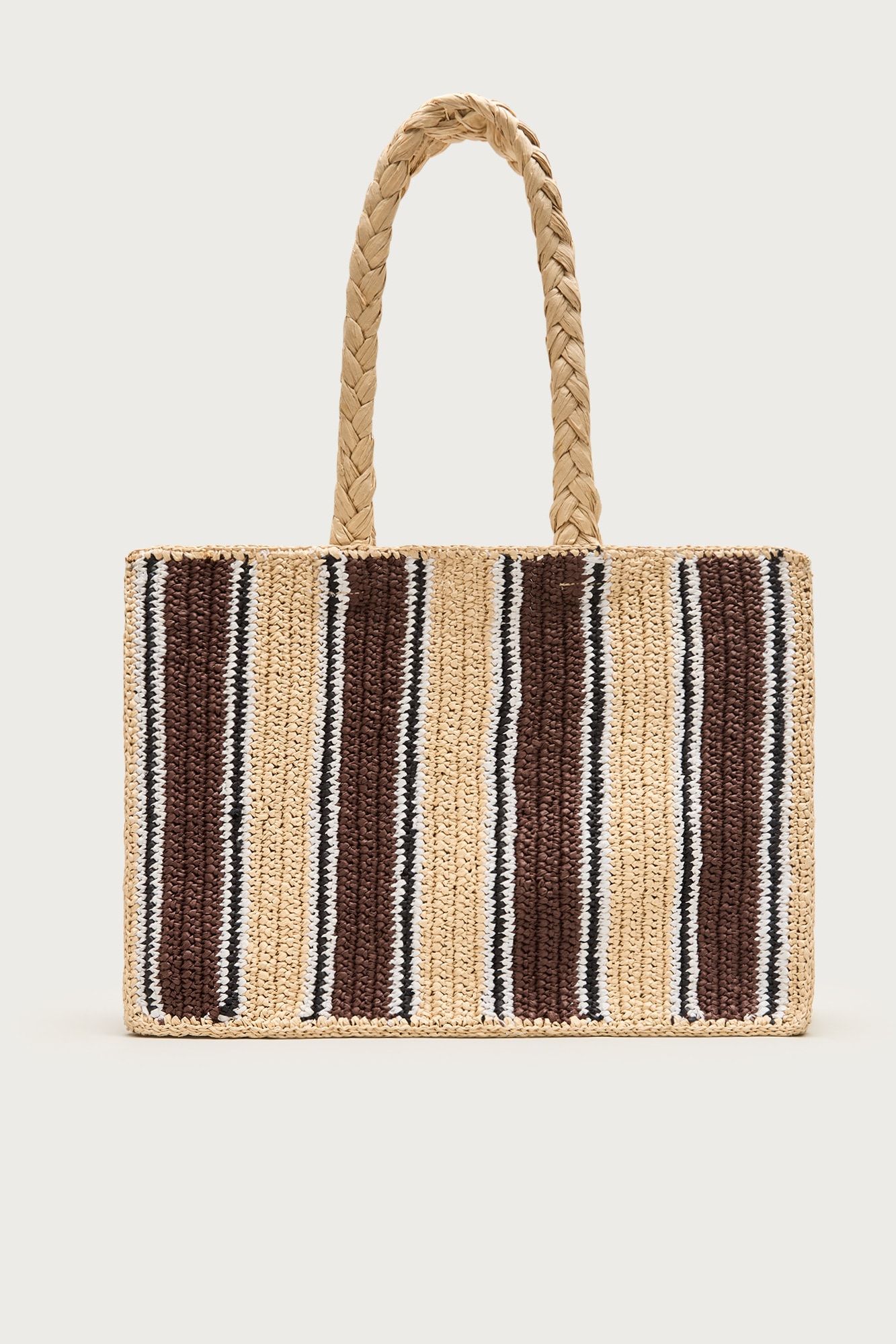 Handknotted Straw Tote Bag in Stripe