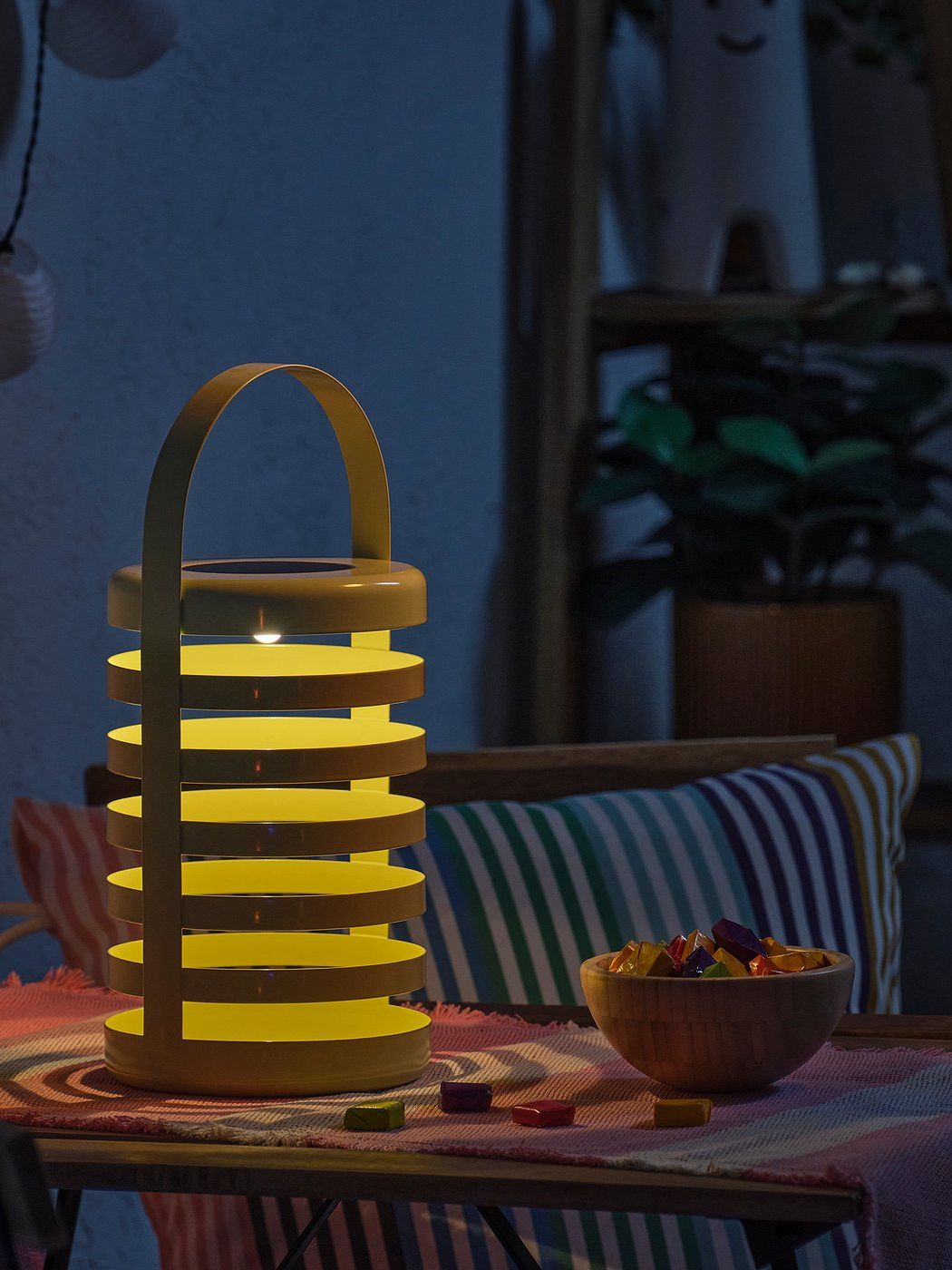 Solvinden Led Decorative Table Lamp - Solar-Powered Stripe/outdoor Light Green