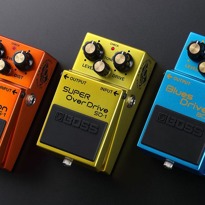 BOSS SD-1 DS-1 BD-2 50周年バージョン BOSSより、設立50周年を記念した特別仕様の歪みペダルが登場