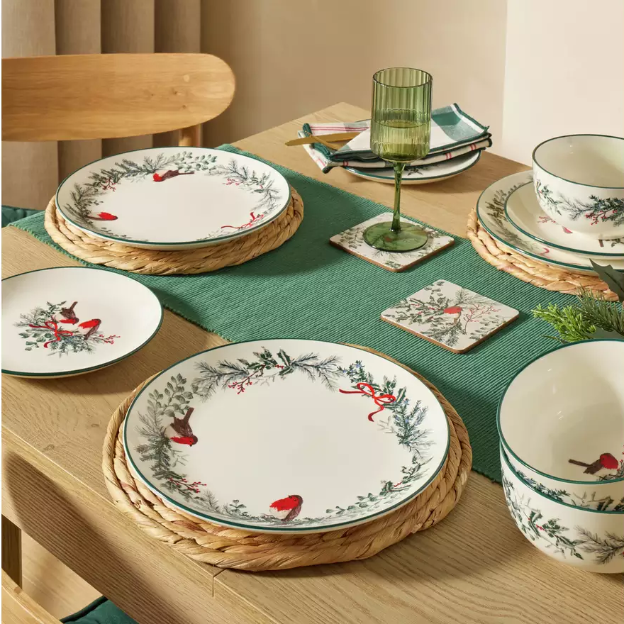 Argos Home, Argos Home Robin 12 Piece Stoneware Dinner Set - Green