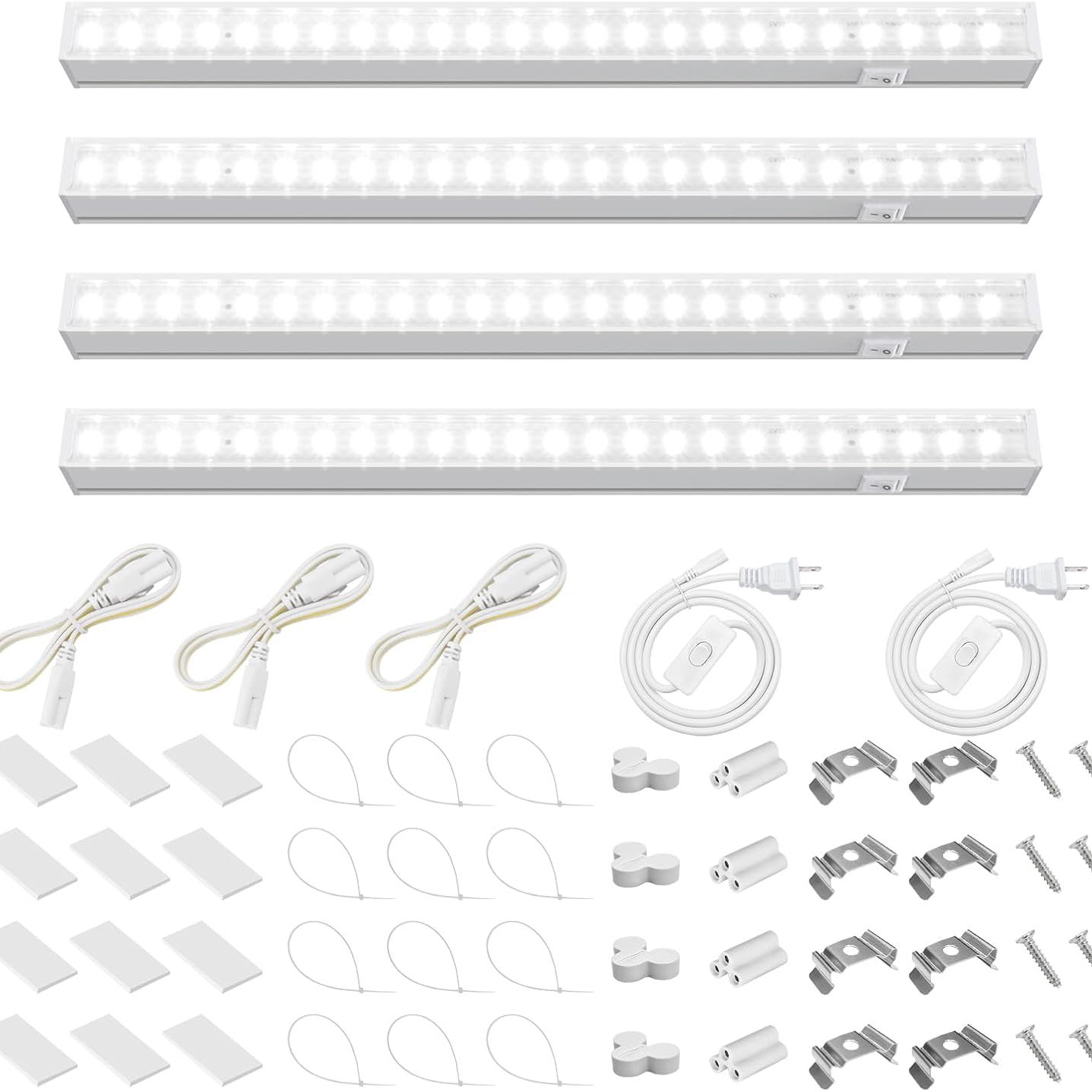 Barrina T5 Grow Lights for Indoor Plants, 5000k Full Spectrum, 1ft Led Growing Lamp, Plant Light Strip, for Seed Starting, Vegetables, Plug and Play, 4-Pack