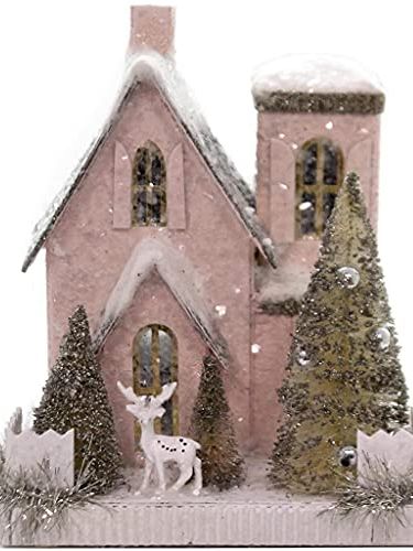 Cody Foster Petite Pink Christmas Mantel Village House