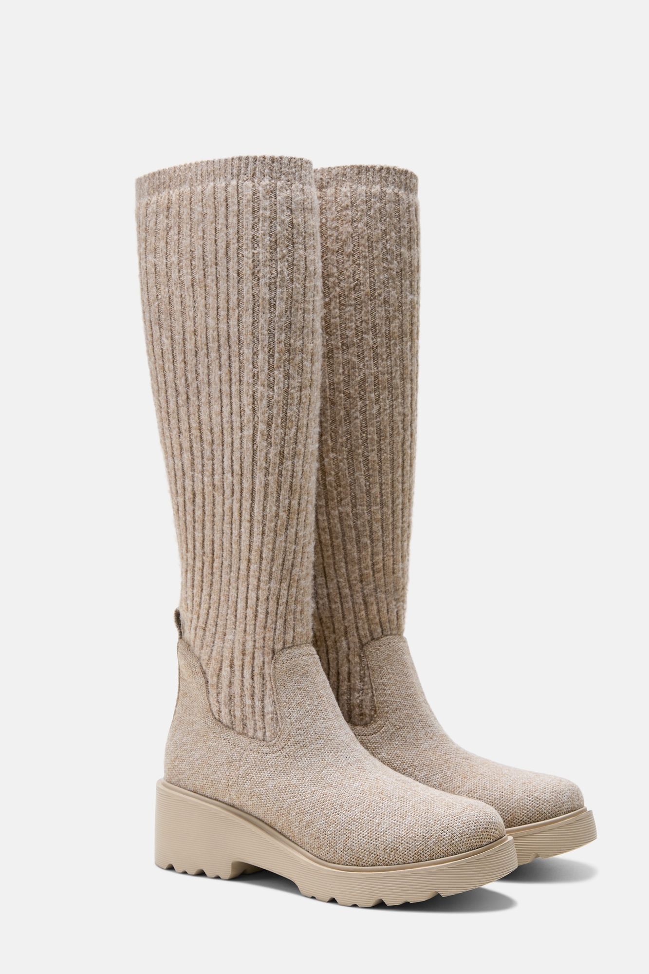 Round-Toe Knee-High Wool Wedge Boots (eduarda) - Us Size 5