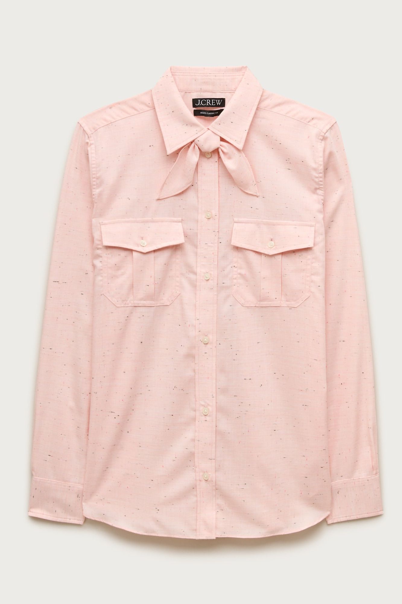 Jules Classic-Fit Tie-Neck Shirt in Speckles