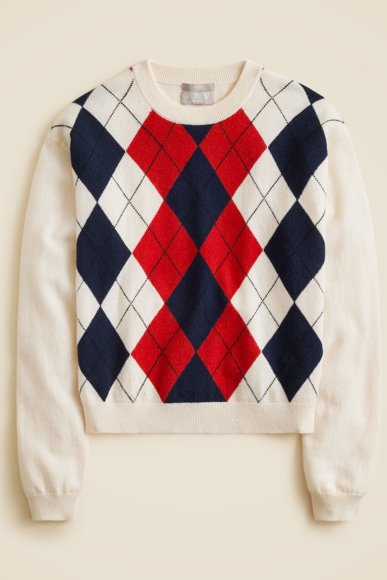 Perfect Cashmere Crewneck Sweater in Argyle