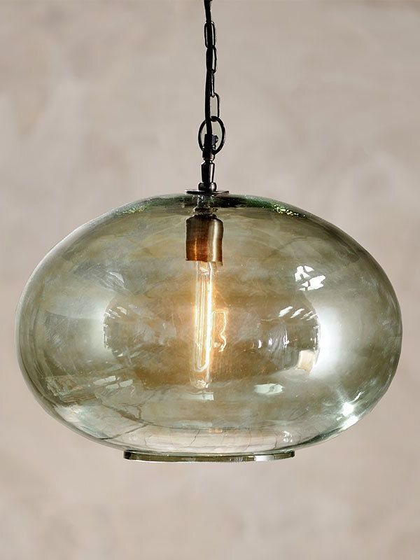 Otoro Recycled Glass Pendant - Green - Large Round - Large Round / Green Smoke