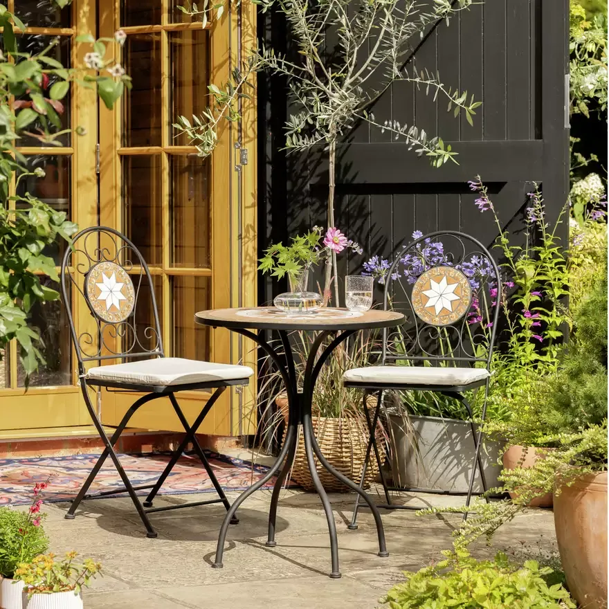 Argos Home, Argos Home Genoa 2 Seater Metal Garden Bistro Set - Black
