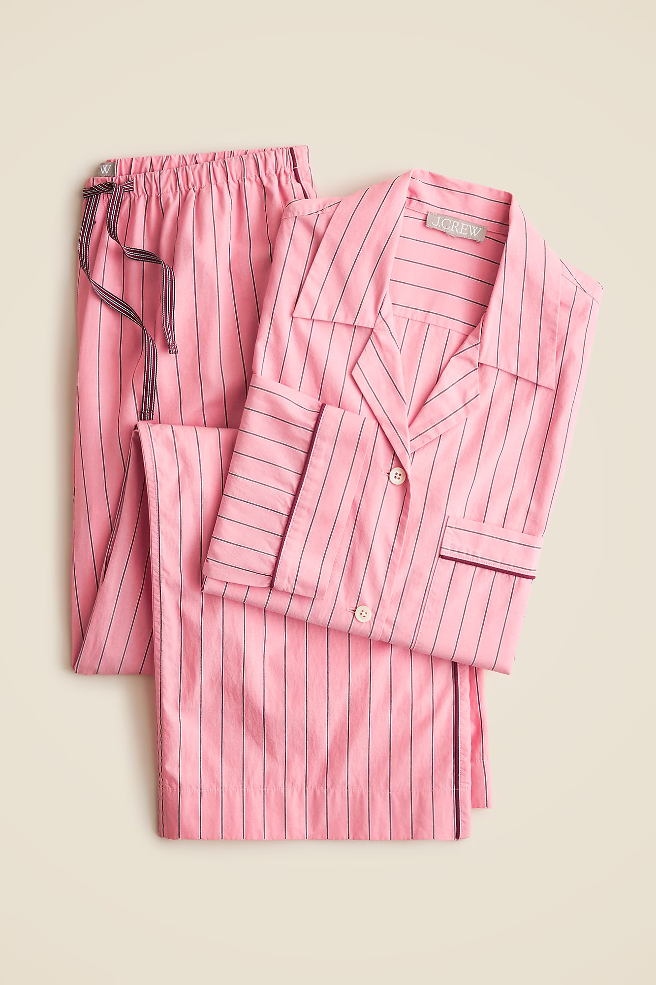 J.Crew, Long-Sleeve Pajama Pant Set in Striped Cotton Poplin