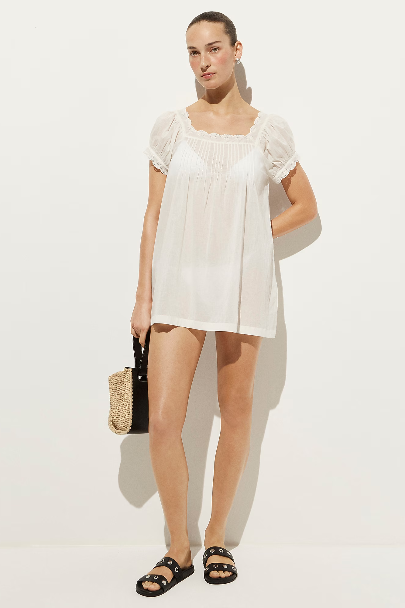 J.Crew, Cotton Voile Scallop-Trim Babydoll Dress