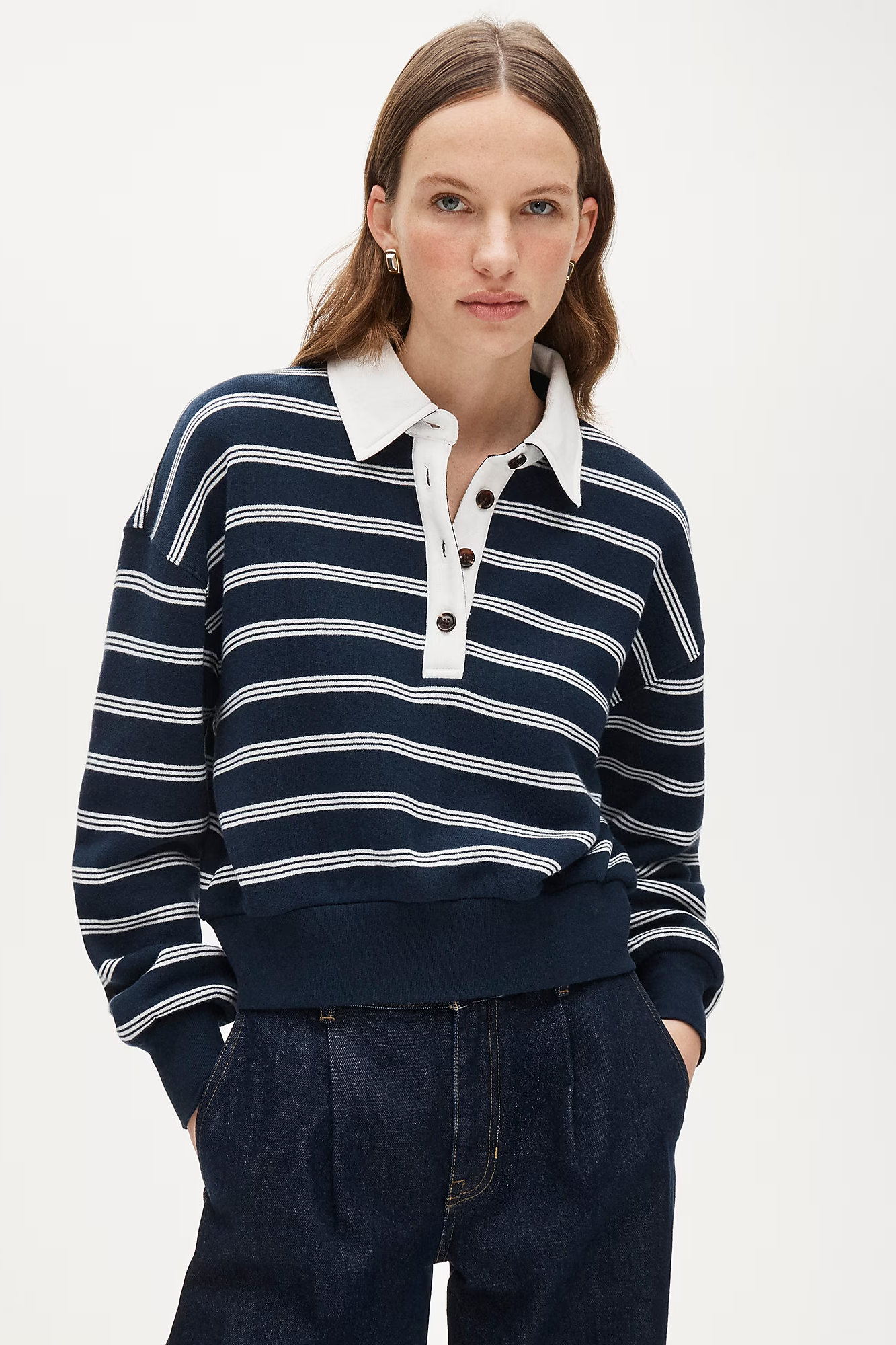 J.Crew, Heritage Terry Rugby Sweatshirt in Stripe