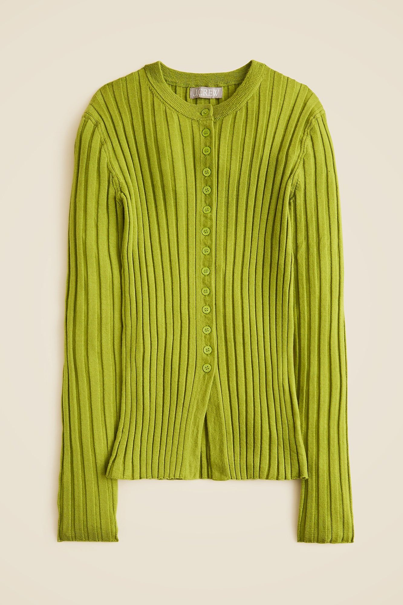 J.Crew, Wide-Rib Fitted Cardigan Top in Merino Wool