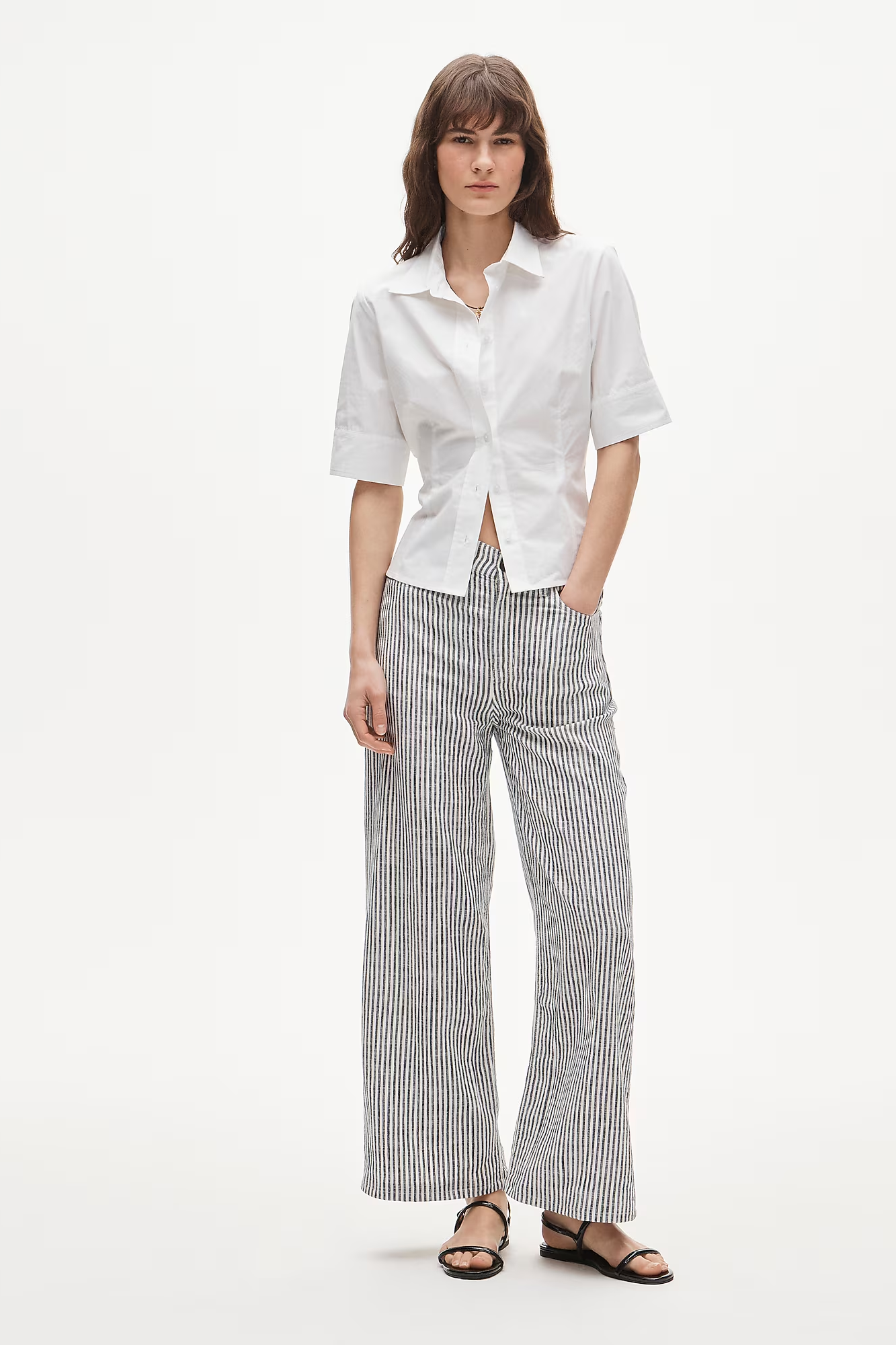 J.Crew, Five-Pocket Pant in Striped Stretch Linen Blend