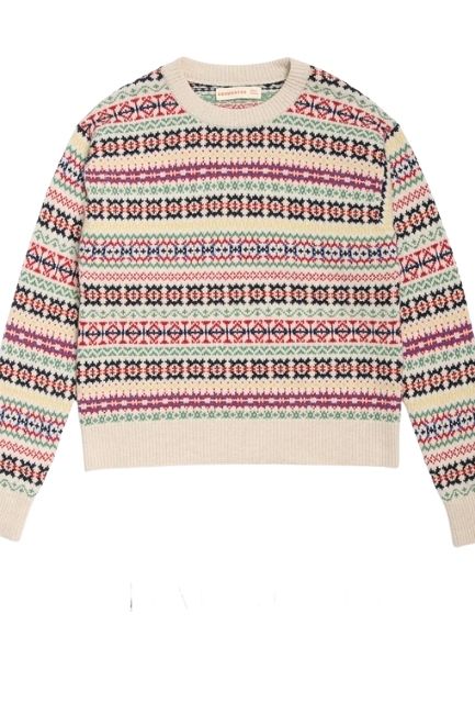 &amp;amp;Daughter, Fairisle Shrunken Crewneck in Ecru Multi
