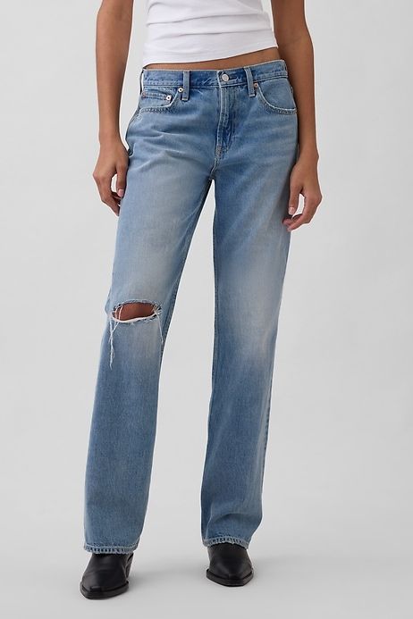 Mid Rise Rigid Relaxed Straight Jeans