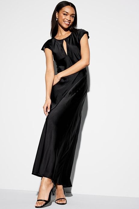 The Occasion by Old Navy Flutter-Sleeve Keyhole Satin Maxi Dress
