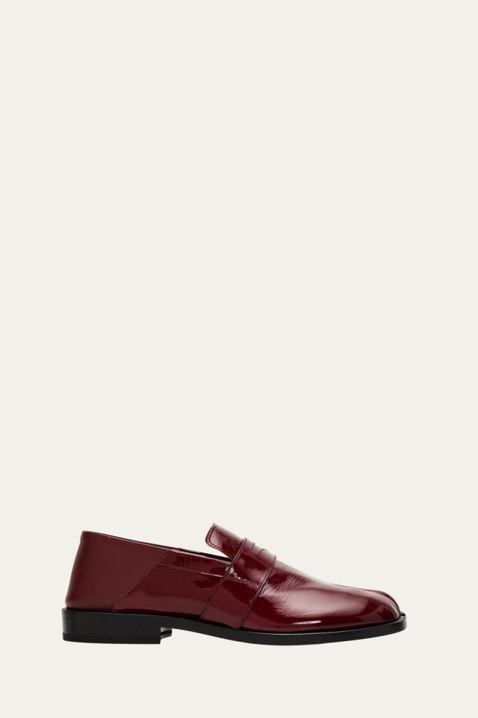 Tabi Crinkled Patent Leather Penny Loafers