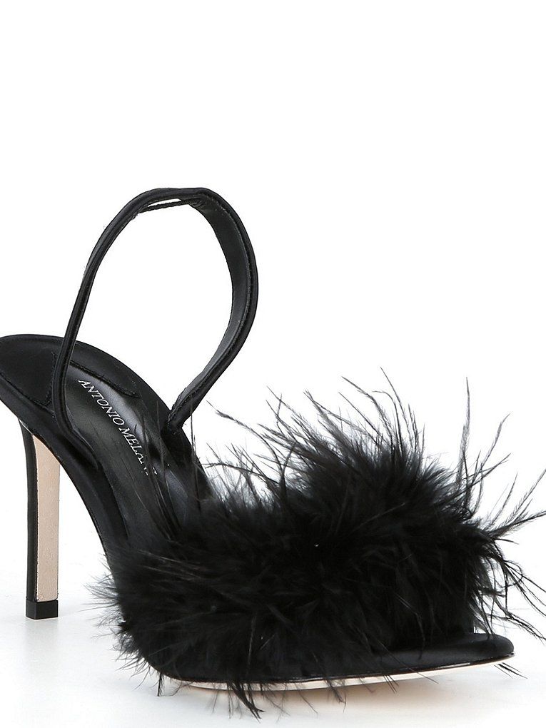 Antonio Melani Lyssa Three Satin Feather Slingback Dress Sandals