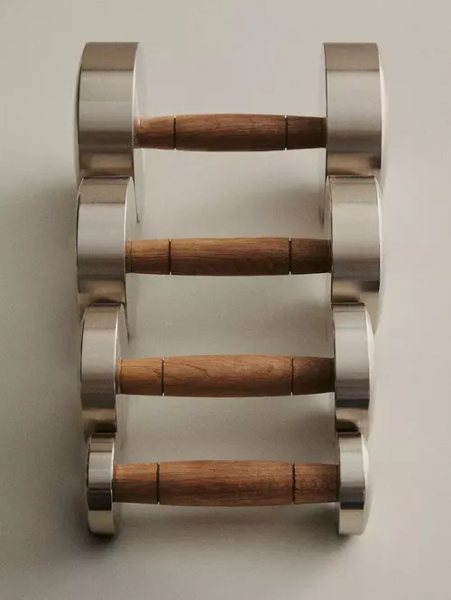 Oak Wood and Steel Dumbbell