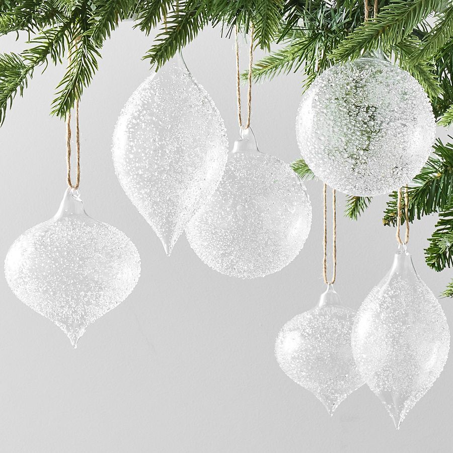 Pottery Barn, Clear Speckled Ornament Box - Set of 6