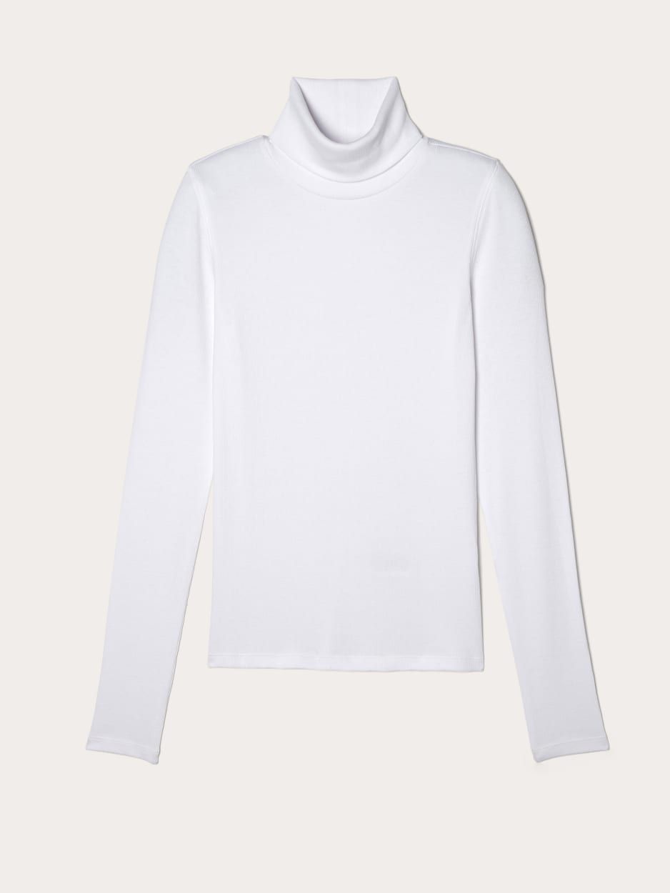 The Luxe Rib Turtleneck | White - Xxs