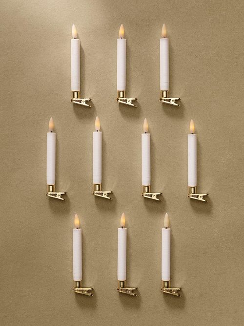 Led Candle Lights With Brass Clip (set of 10)