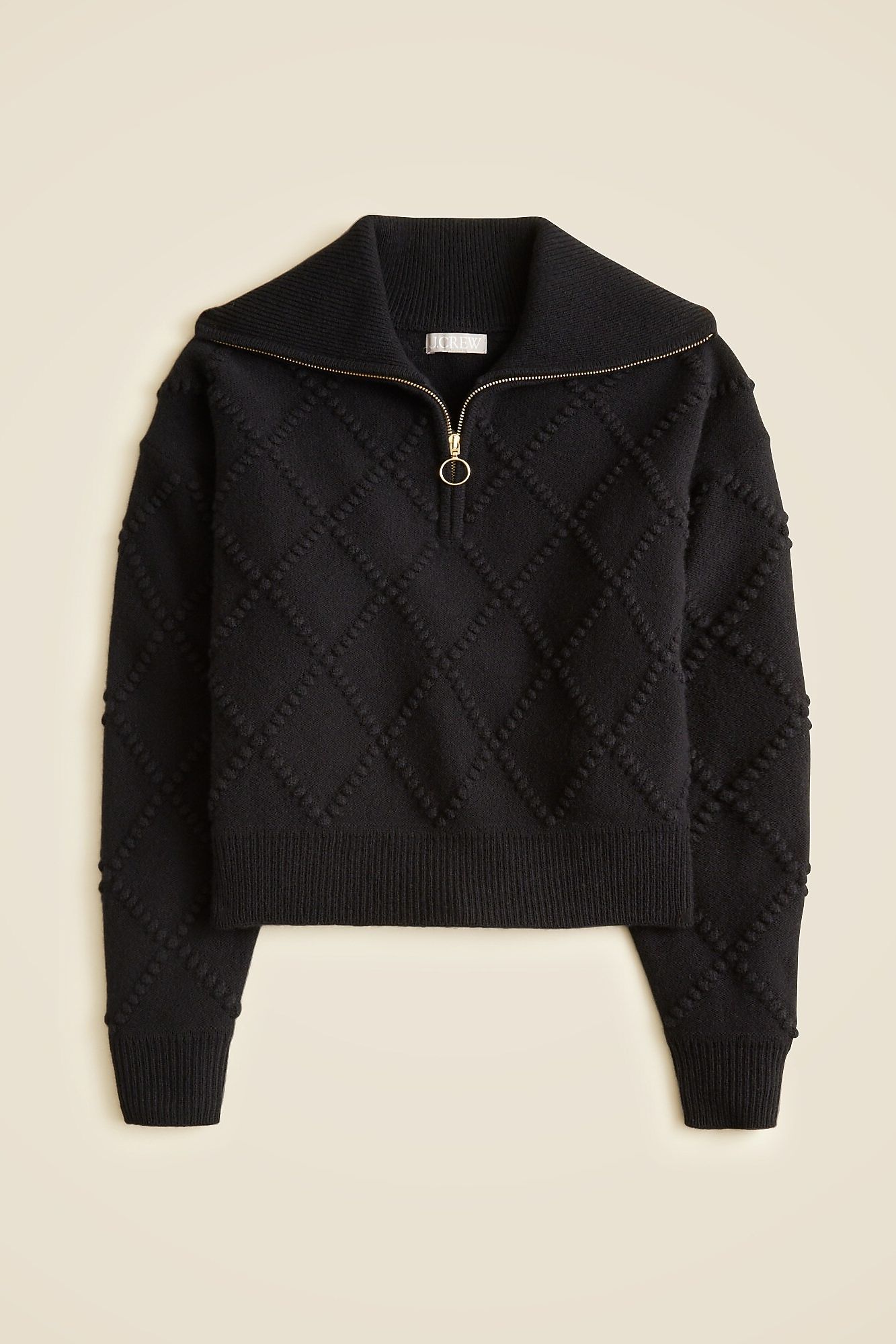 J.Crew, Popcorn-Stitch Quarter-Zip Sweater in Vintage Wool