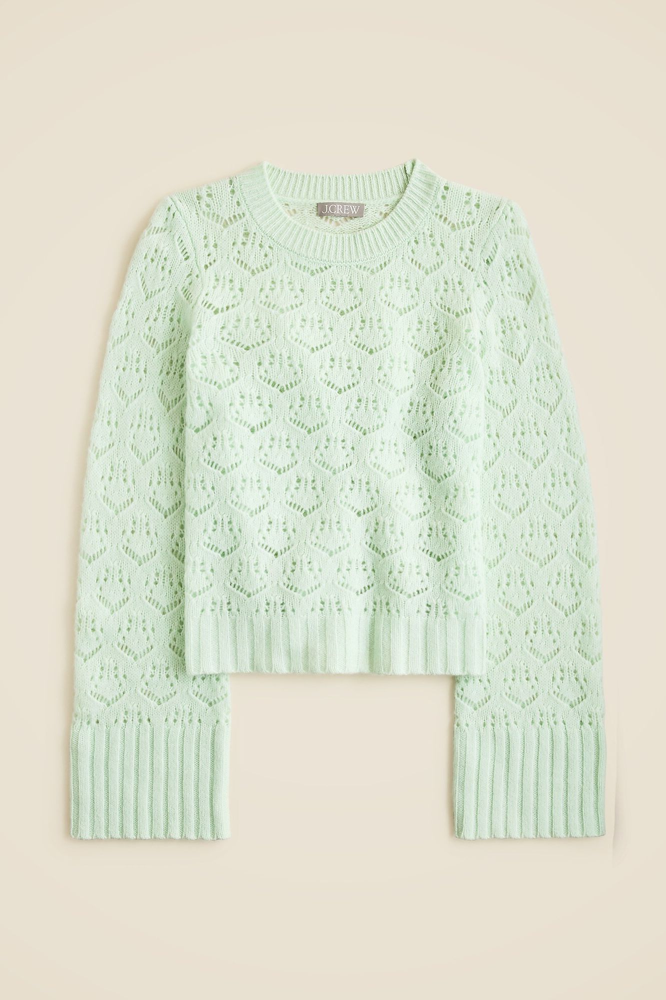J.Crew, Wide-Sleeve Pointelle Crewneck Sweater in Merino Wool (Was $128)