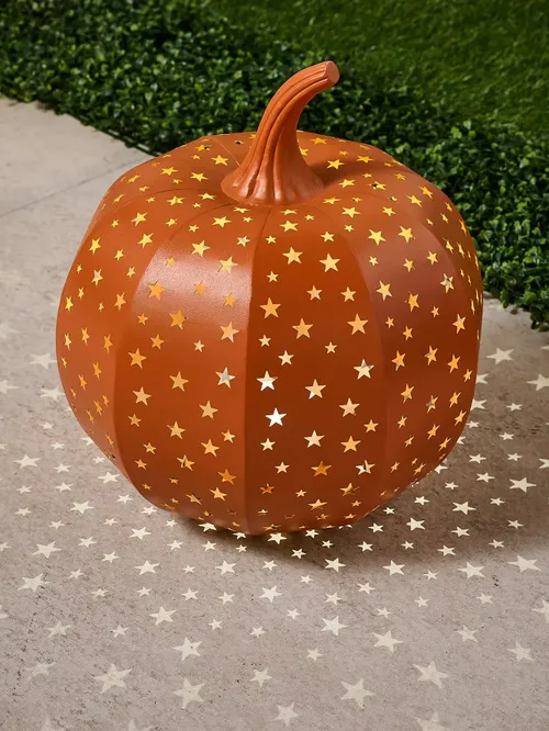 Illuminated Metal Pumpkin