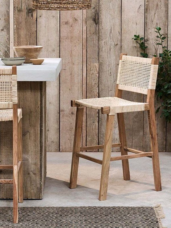 Madrisana Acacia &amp;amp; Rattan Bar Stool - One Size / Natural