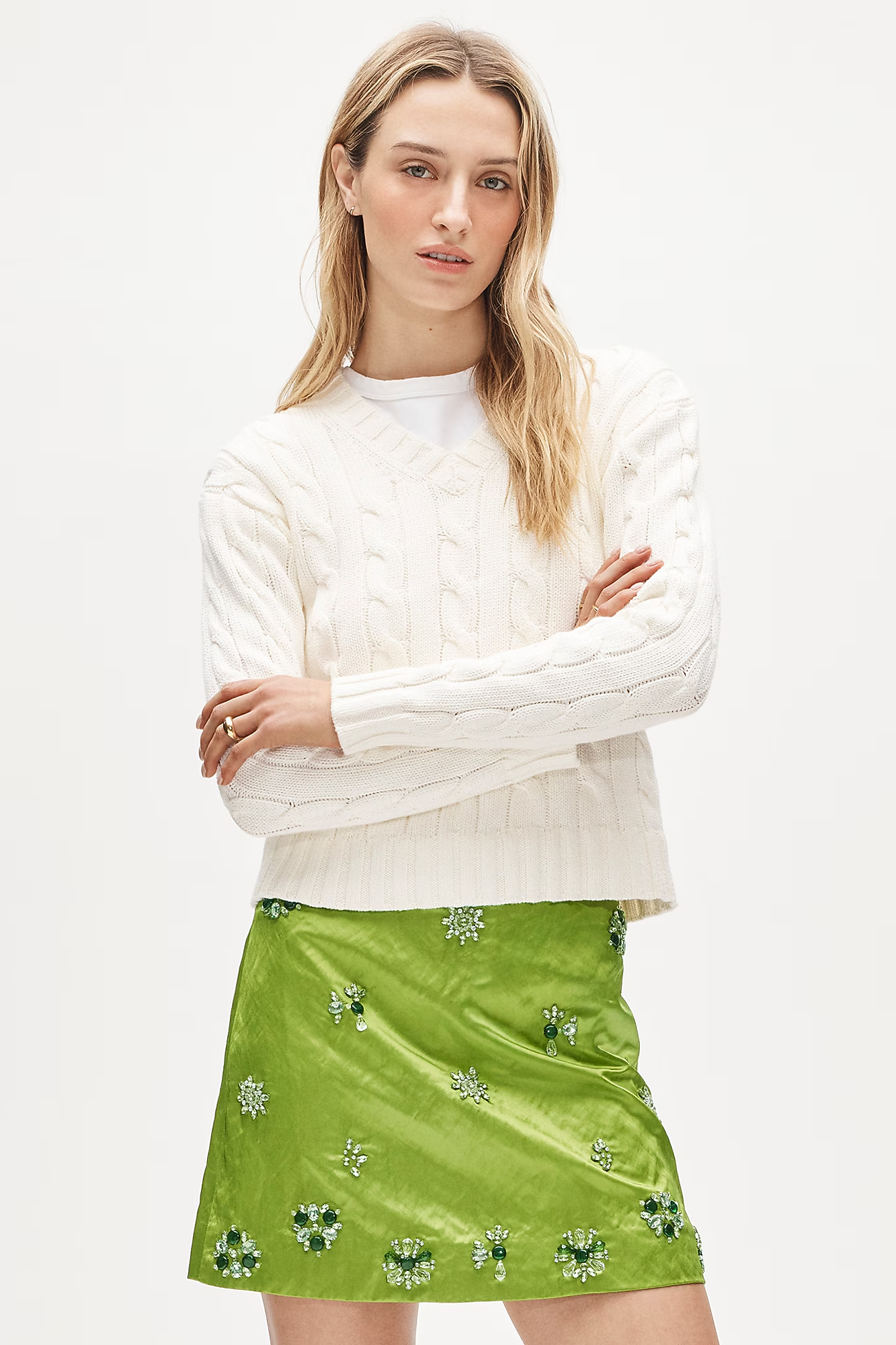 J.Crew, Collection Fairfax Embellished Mini Skirt in Memory Satin (Was $198)