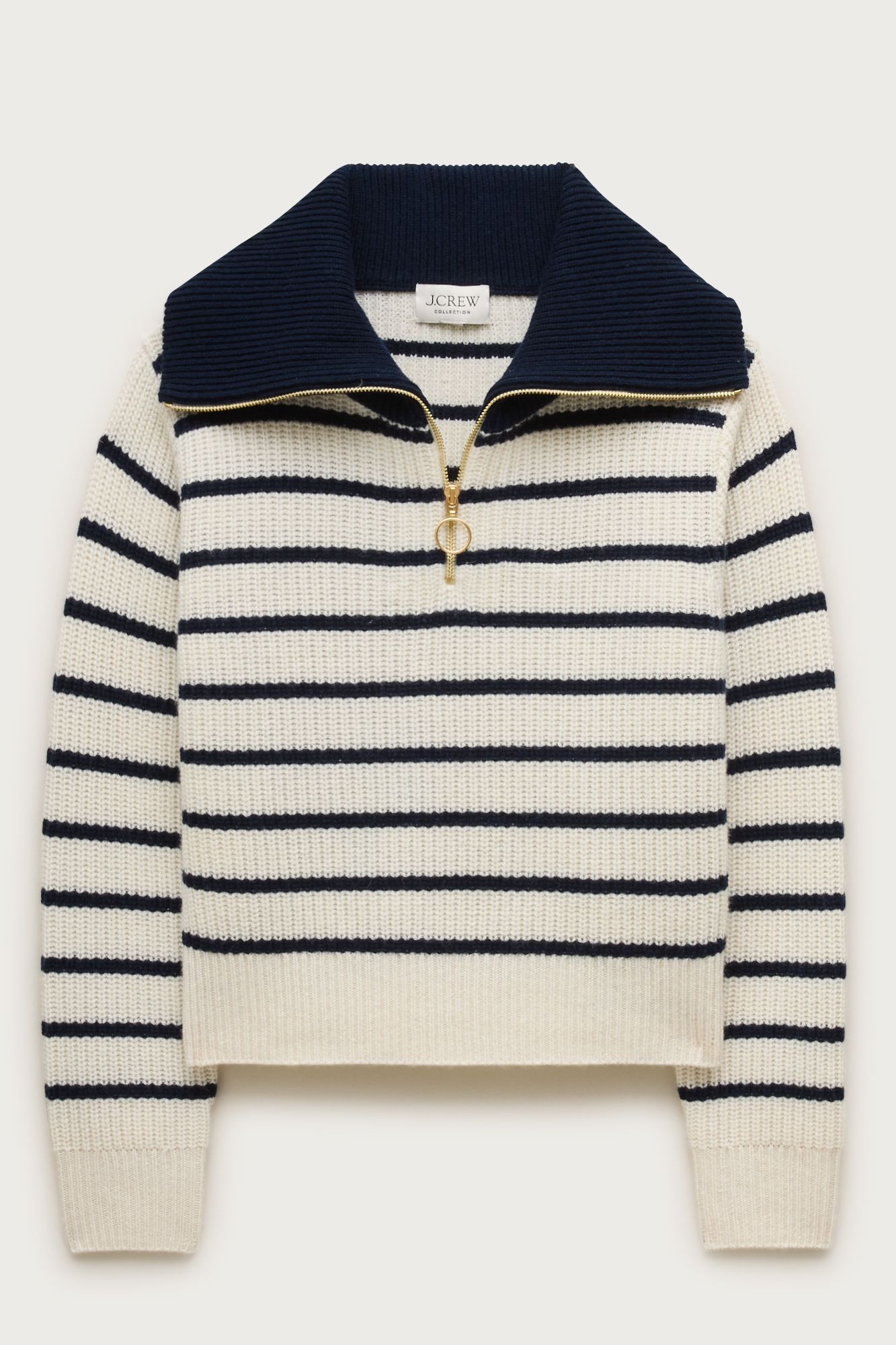 Cashmere Quarter-Zip Sweater in Mariner Stripe