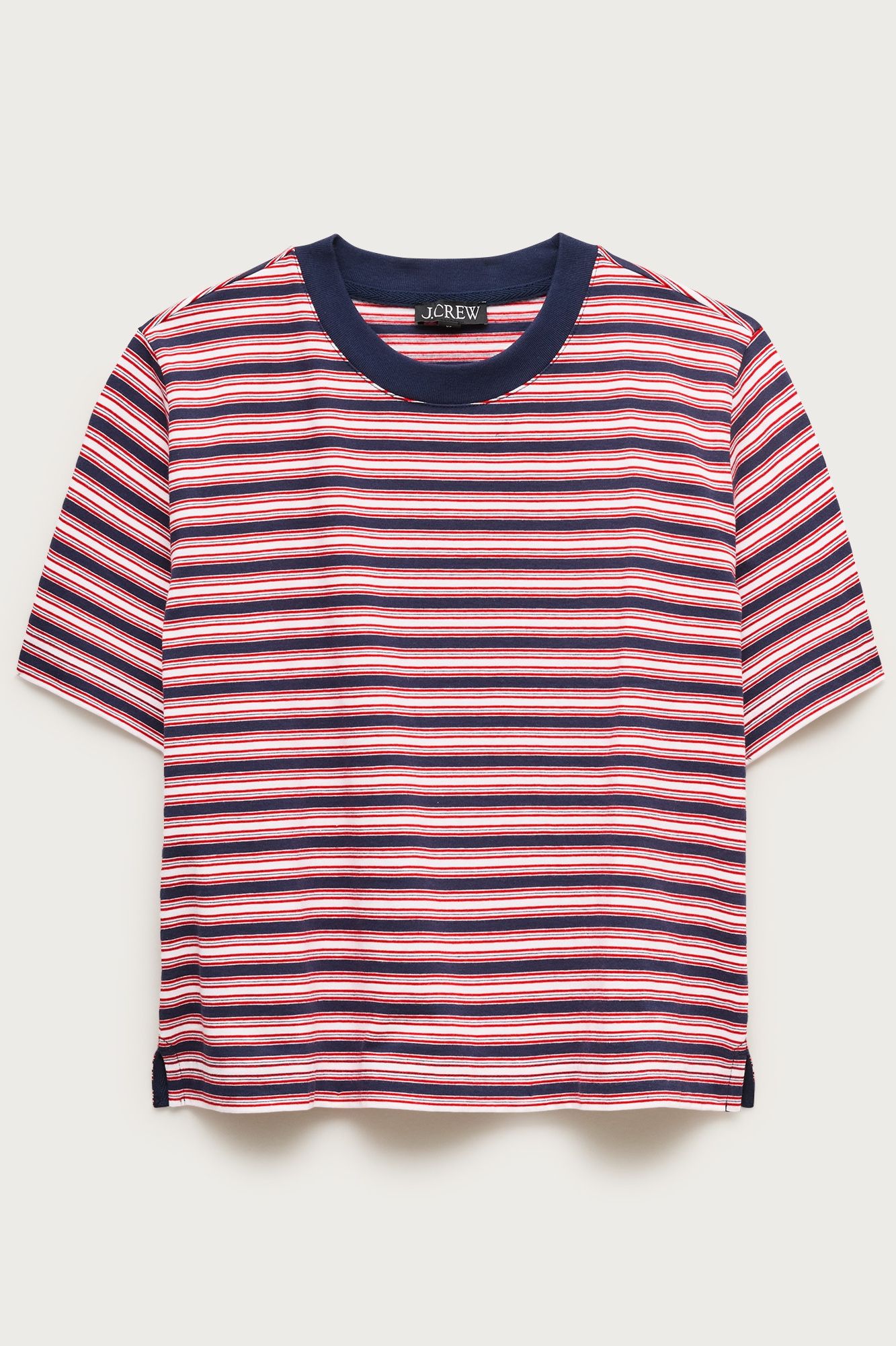 J.Crew , Boyfriend Jersey Relaxed Cropped T-shirt in Stripe