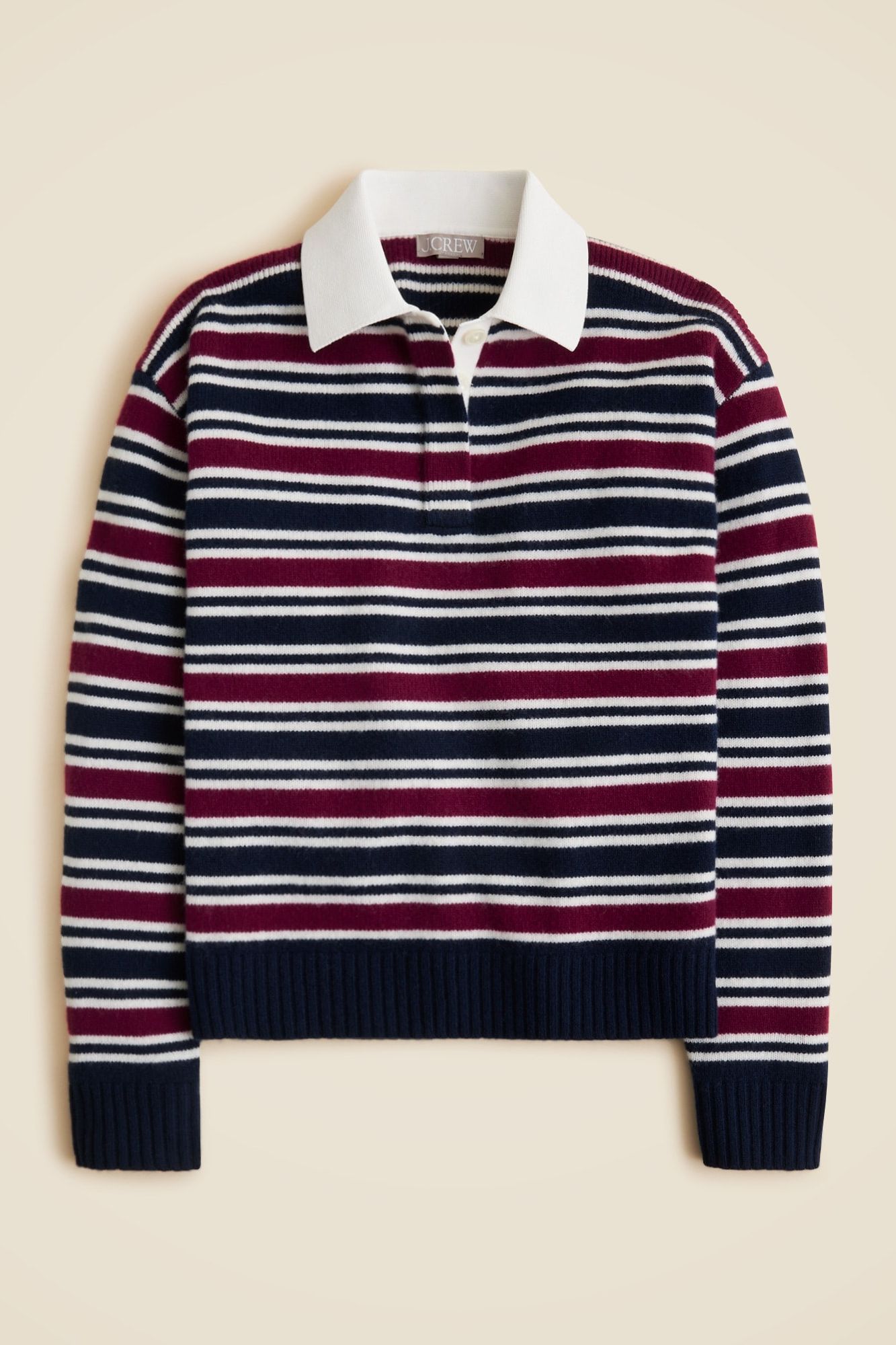 Relaxed Sweater-Polo in Striped Vintage Wool