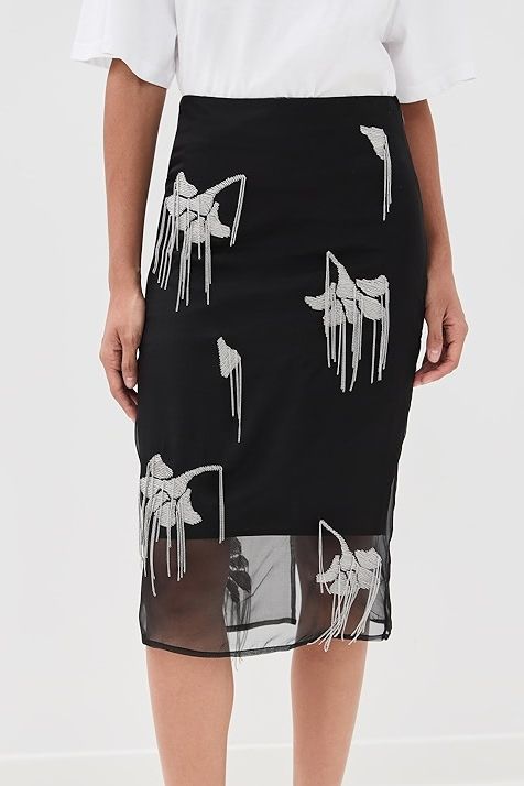 R&amp;oacute;he Embellished Tulip Silk Skirt