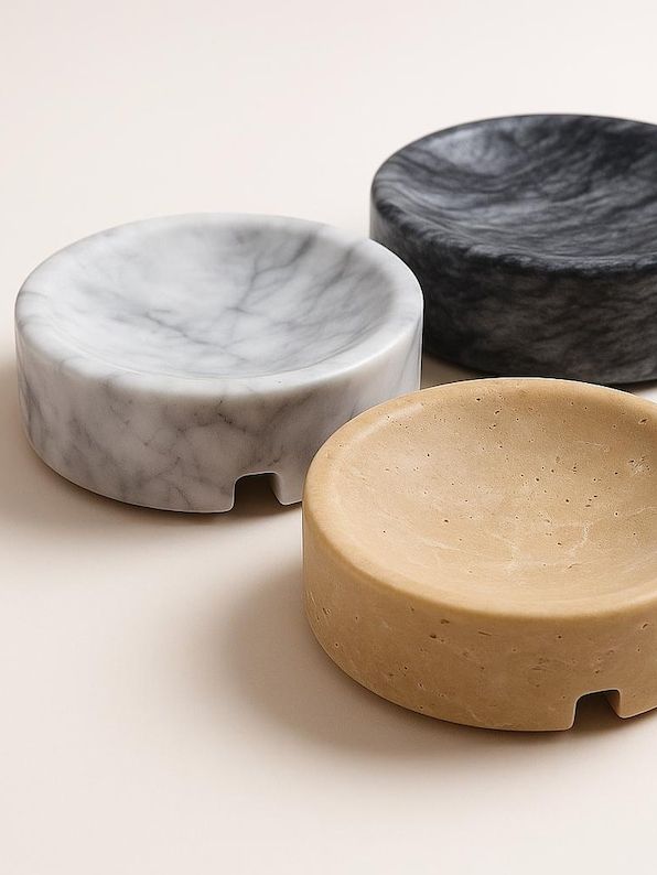 Light Grey Marble Cable Holder, Stone Cord Organizer, Minimalist Desk Accessory