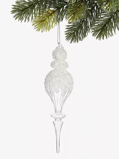 Iced Delight Glass Frosted Finial Ornament 
