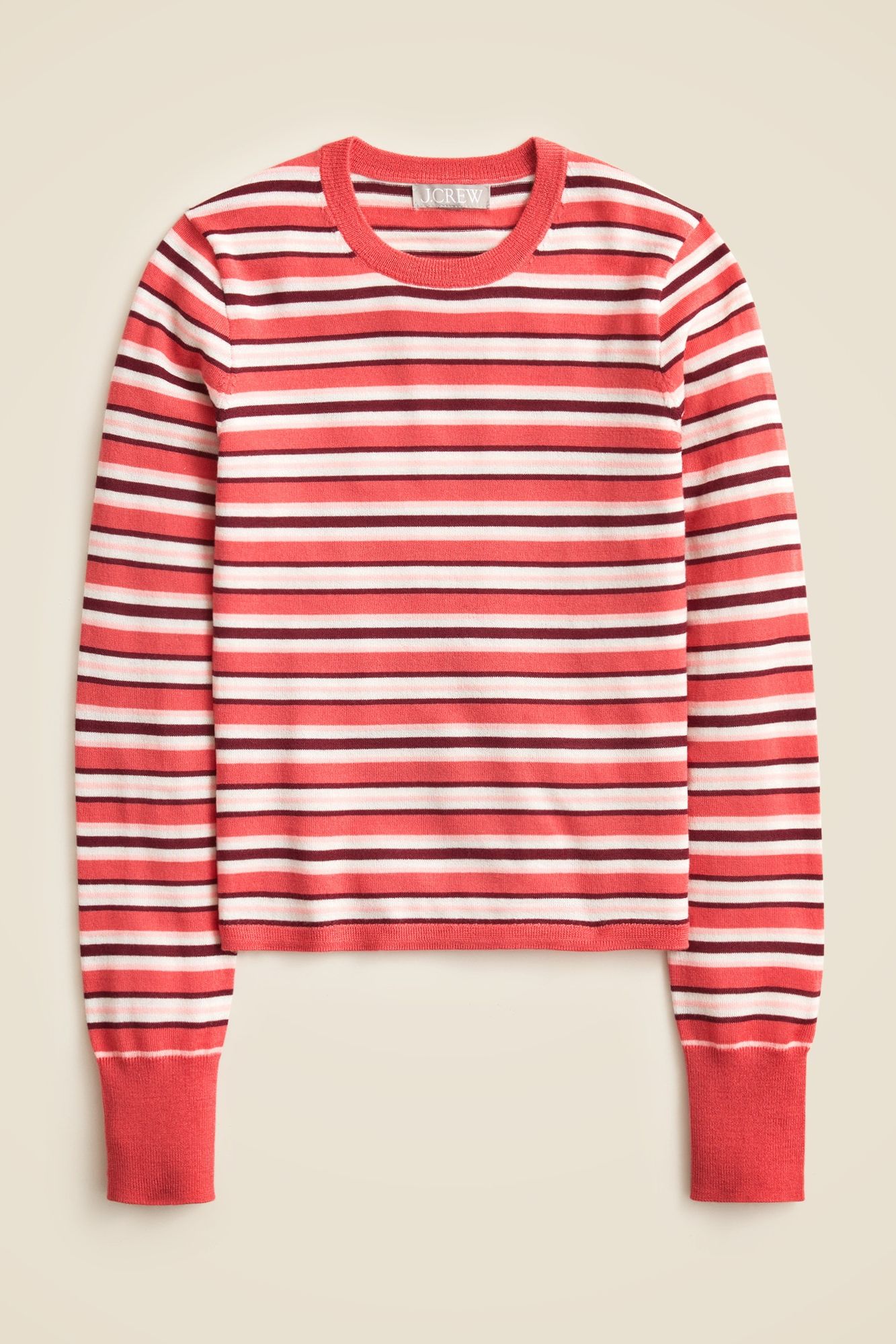 Carolyn Fitted Crewneck Sweater in Striped Merino Wool
