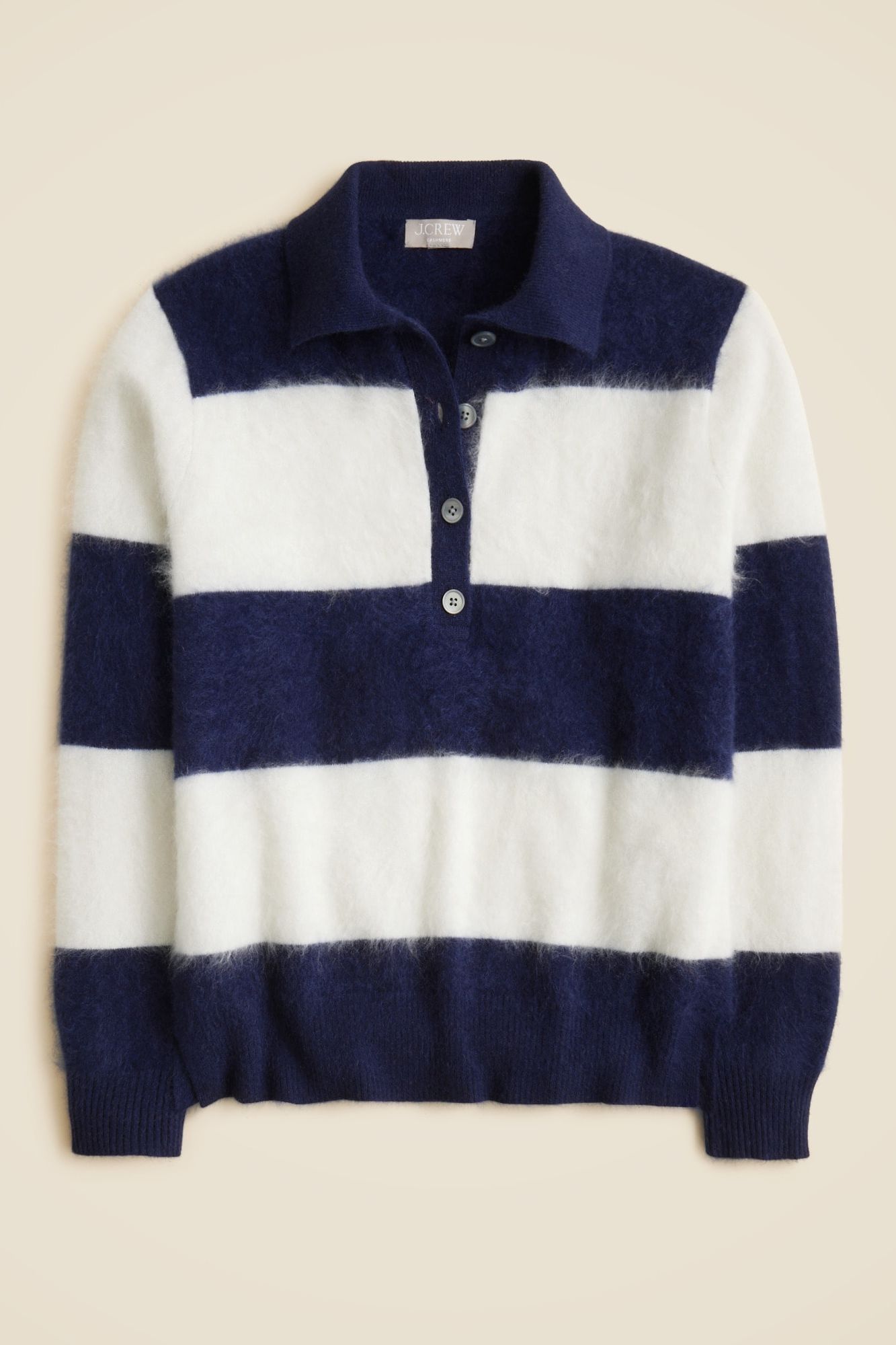 Brushed Cashmere Rugby Sweater in Stripe