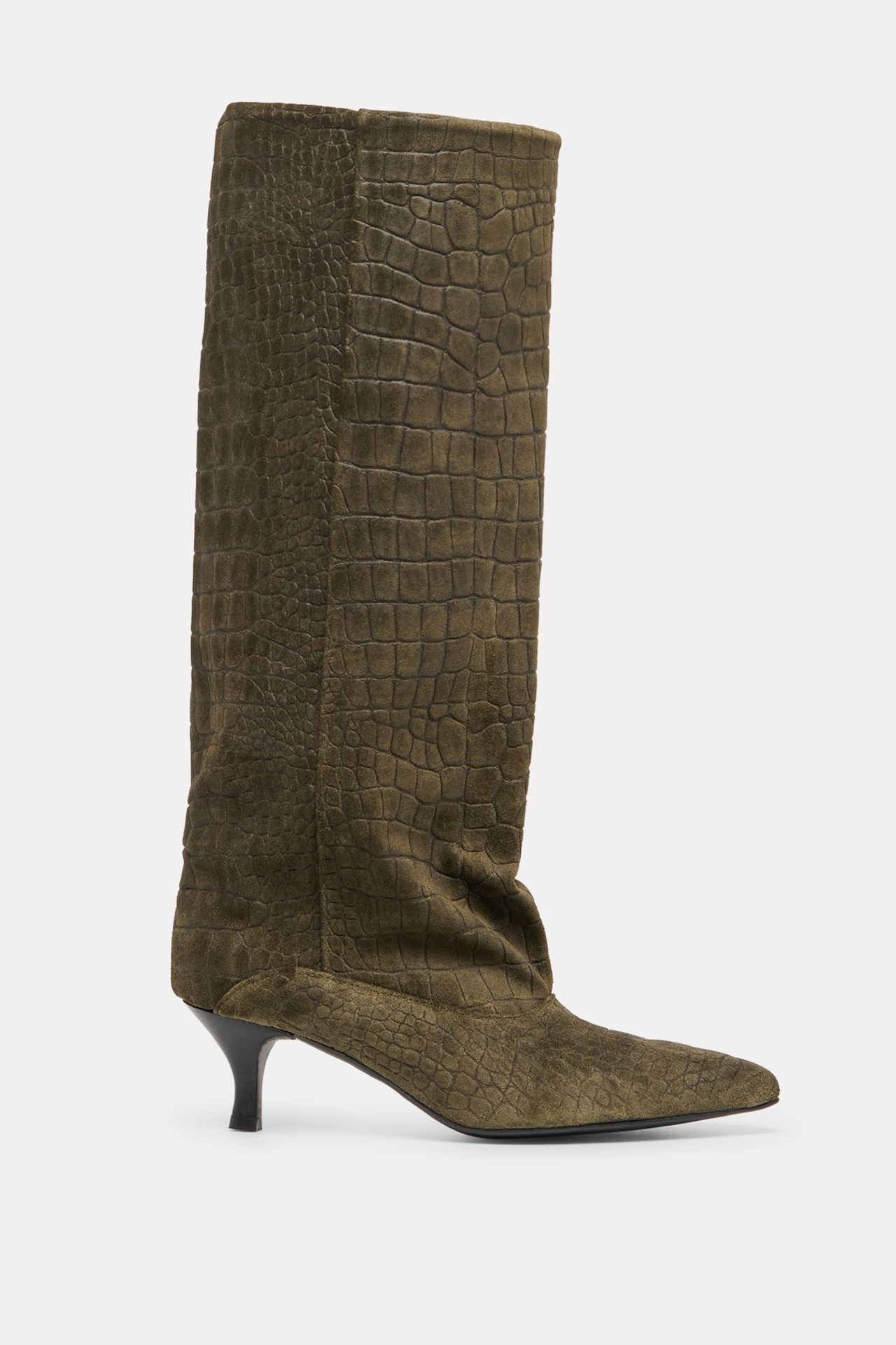 Roxla Boots Olive Croco Embossed Leather