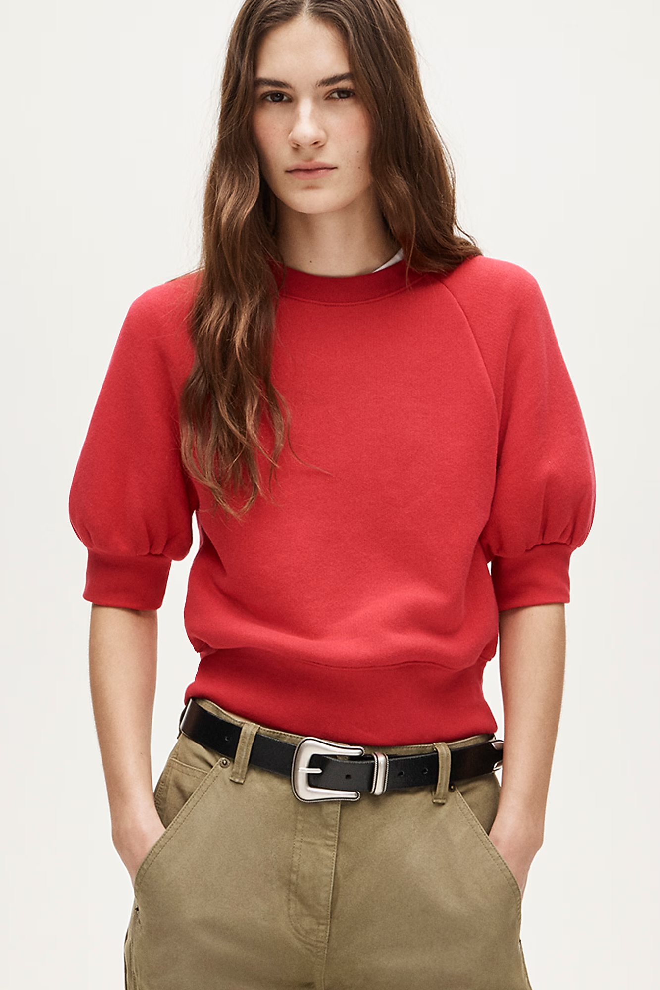 J.Crew, Heritage Terry Puff-Sleeve Sweatshirt With Eyelet Collar
