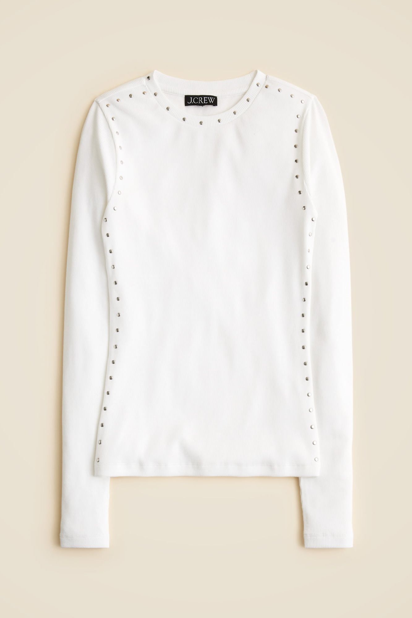 Perfect Rib Long-Sleeve T-Shirt With Studs