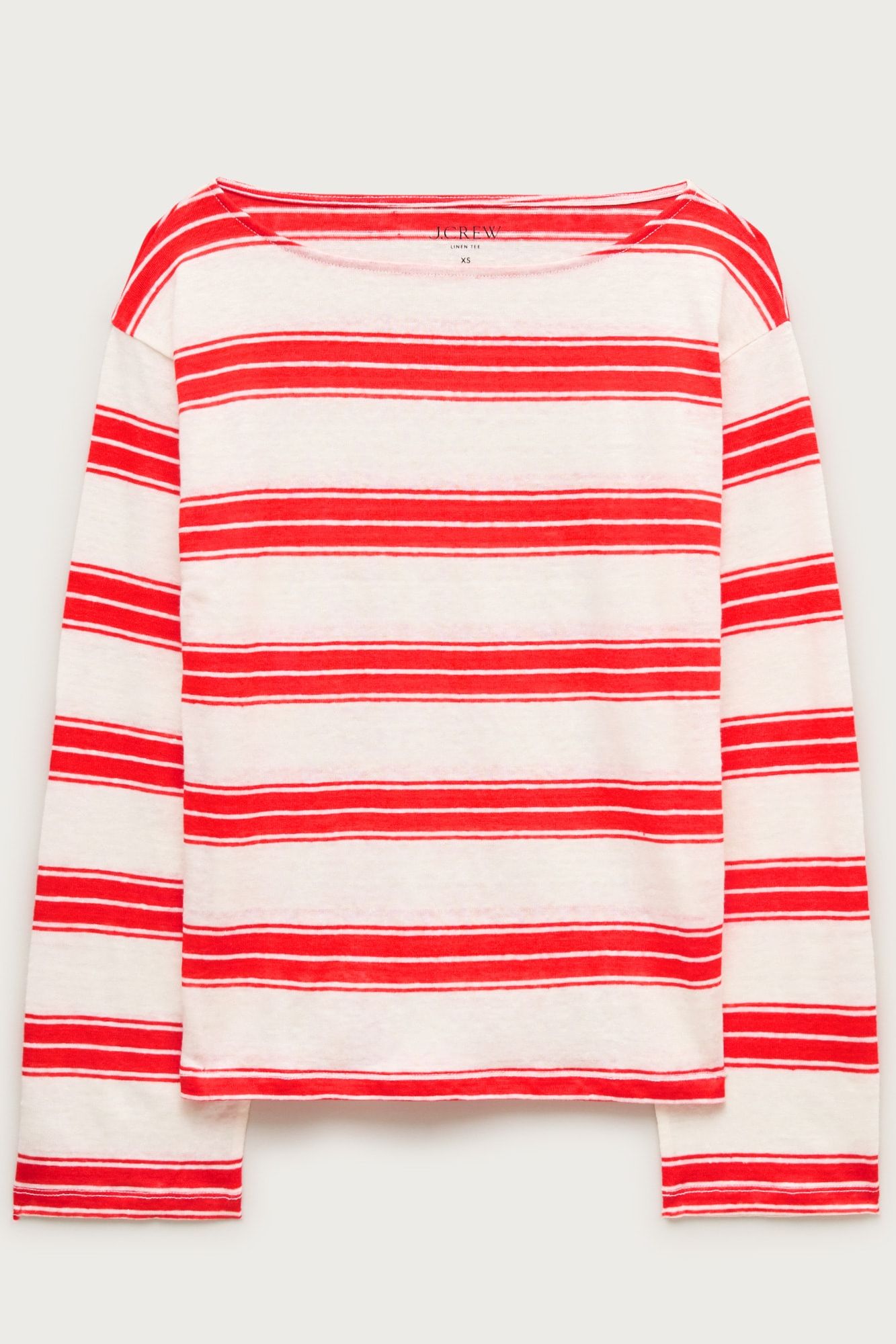 J.Crew, Relaxed Boatneck Linen Long-Sleeve T-shirt in Stripe