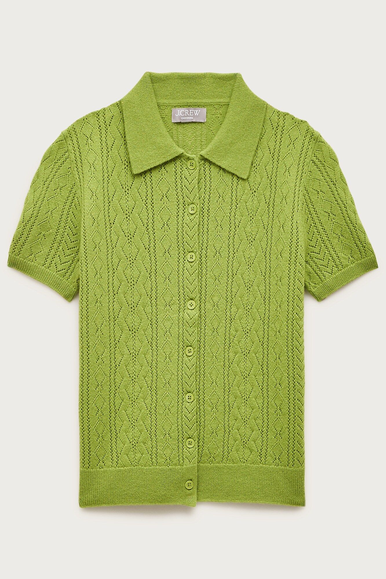 J.Crew, Cashmere Pointelle Button-Up Short-Sleeve Cardigan