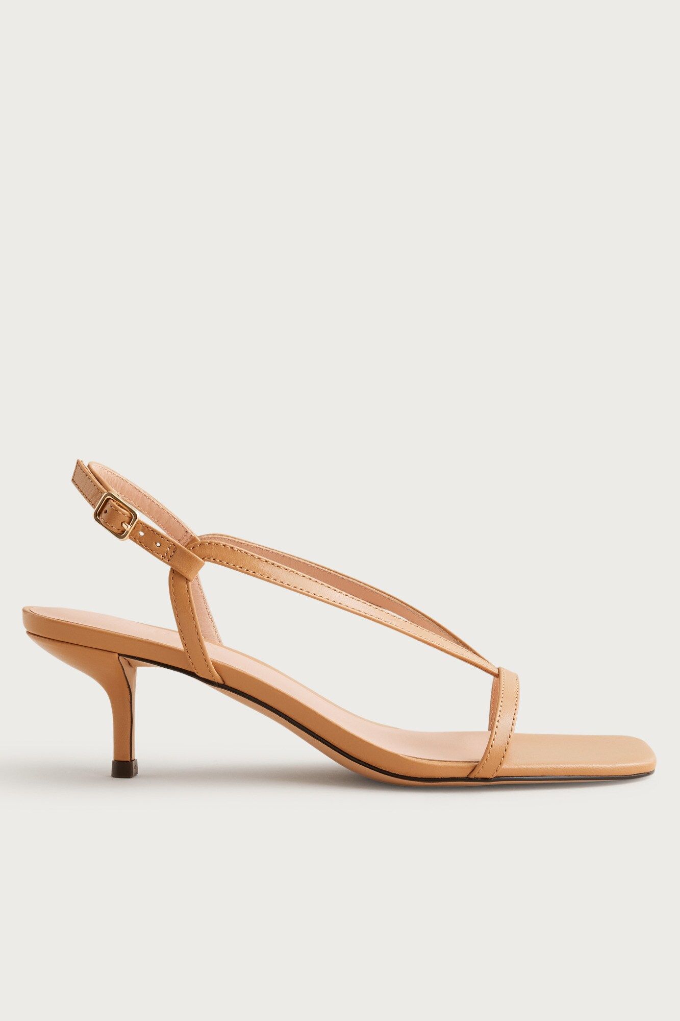 Krista Slingback Kitten-Heel Sandals in Leather