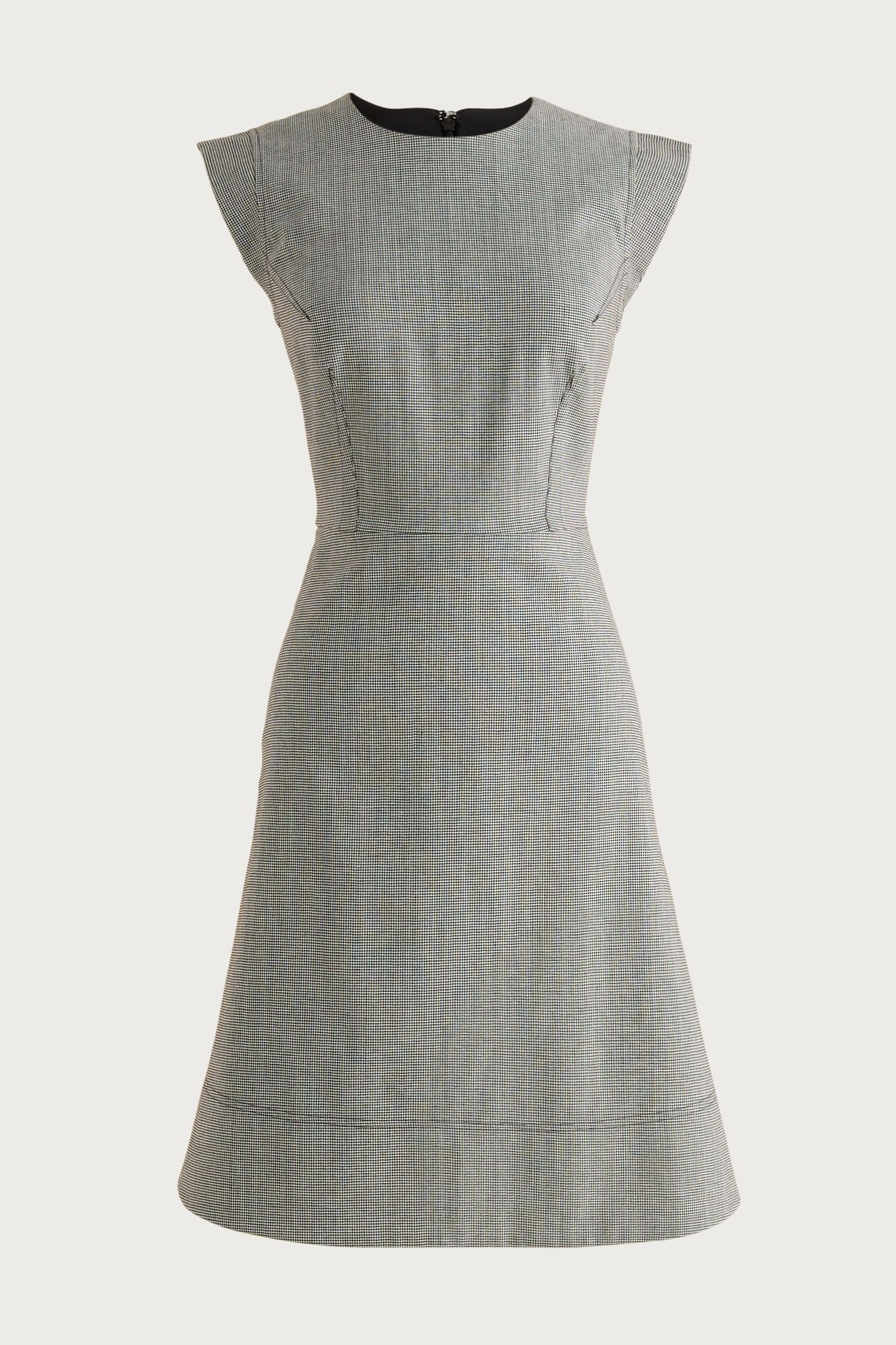 Seamed Suit Dress in Houndstooth Wool Blend