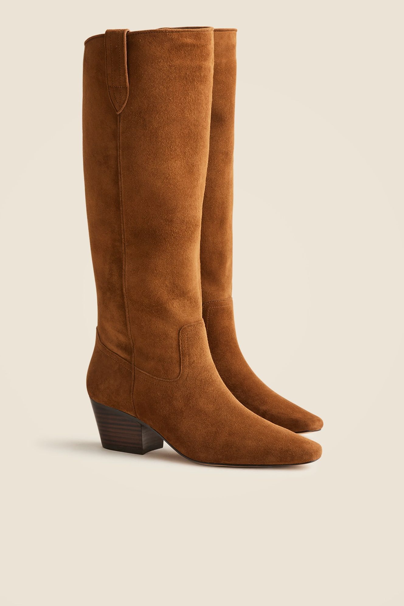 New Piper Square-Toe Knee-High Boots in Suede