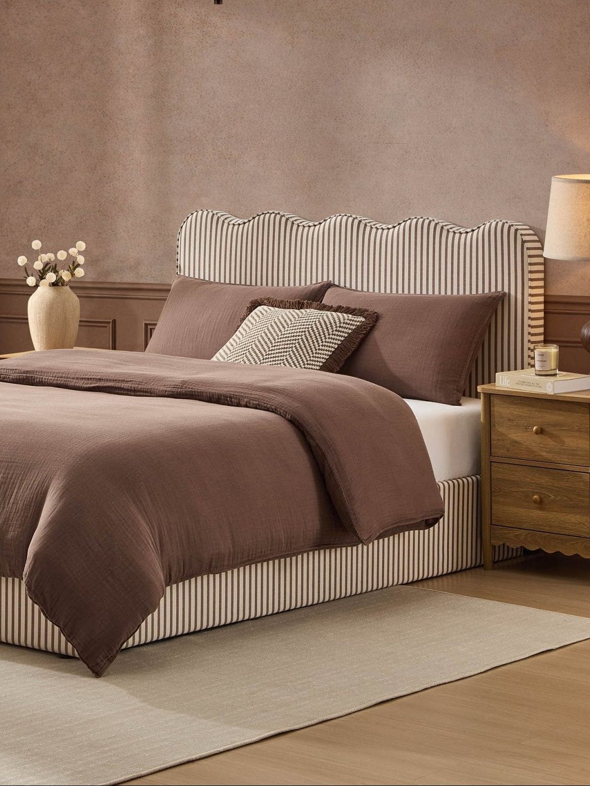 Wavy Ottoman Storage Bed - Chocolate Stripe